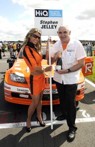 Lucky fan Barry Barney presents the prize at Snetterton last year